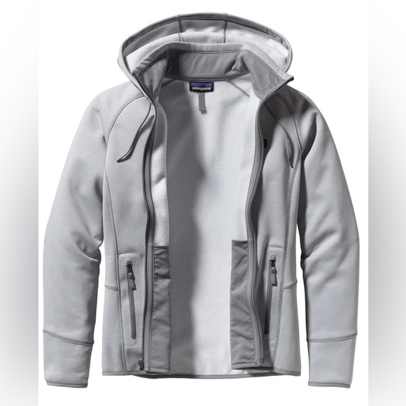Patagonia Tech Fleece Hoody Birch White Women’s Medium Pockets Logo Full Zip - Picture 3 of 13